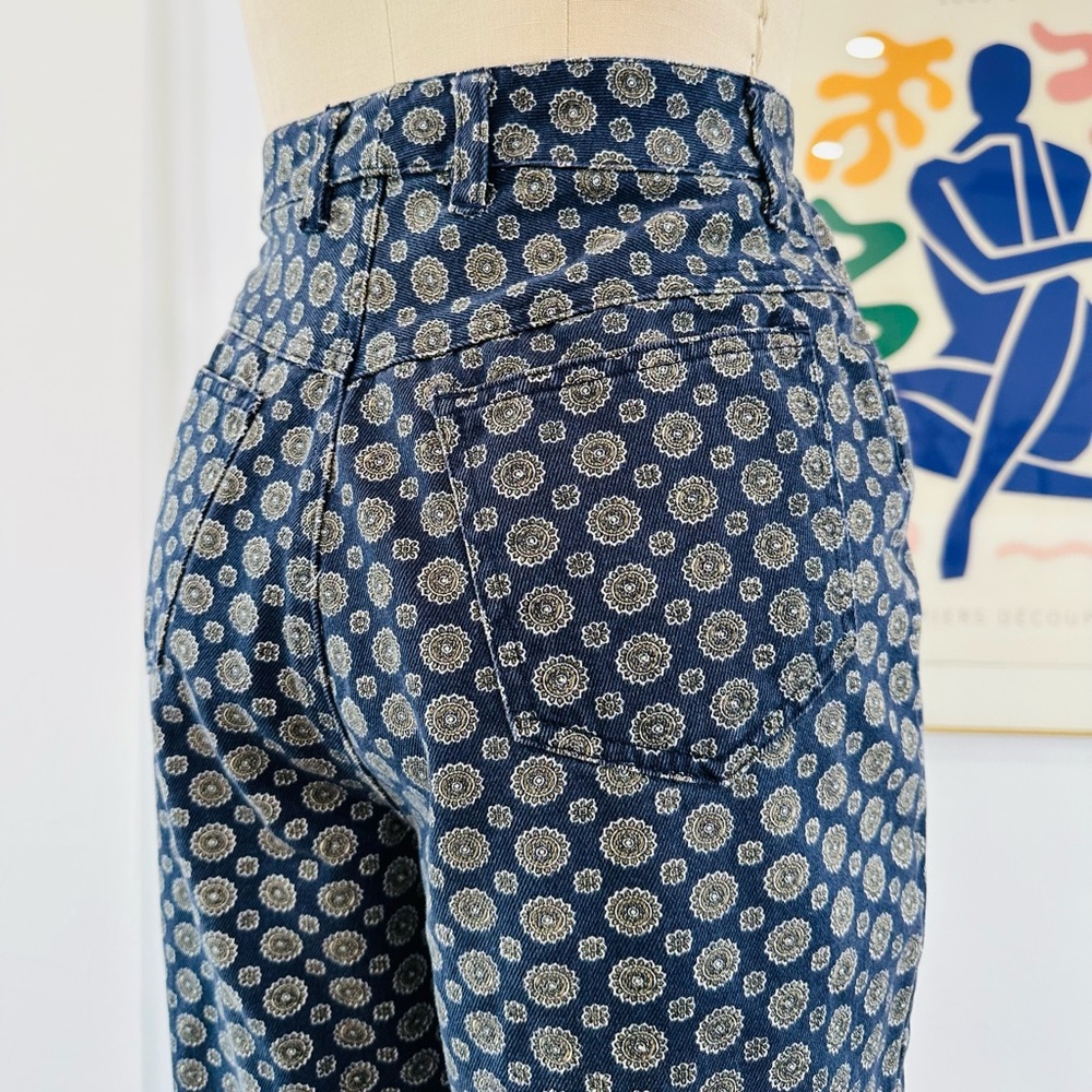 Vintage Talbots Blue and Gold Patterned Jeans